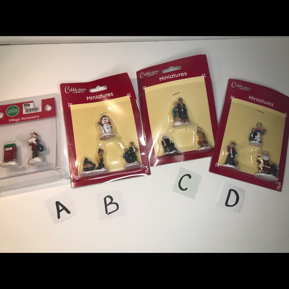 Miniature village figures snowman small town bundle holiday Christmas minis new
